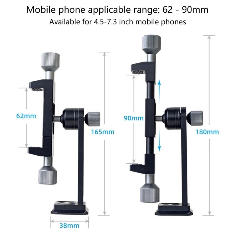 Cellphone Tripod Mount, Smartphone Tripod Mount Adapter Aluminum with Cold Shoe, 360 Cellphone Stand Holder Clamp