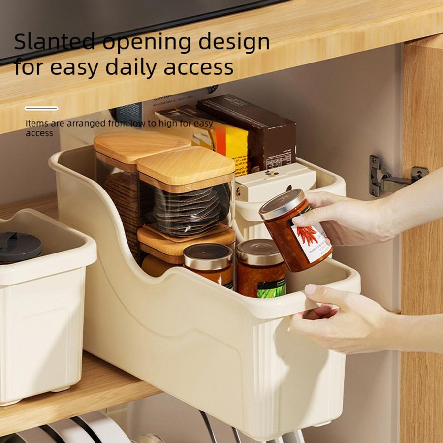 Plastic Organizer Bins, Tall Under Sink Organizer with Handle for Kitchen, Bathroom Pantry Kitchen Organizers Storage Baskets