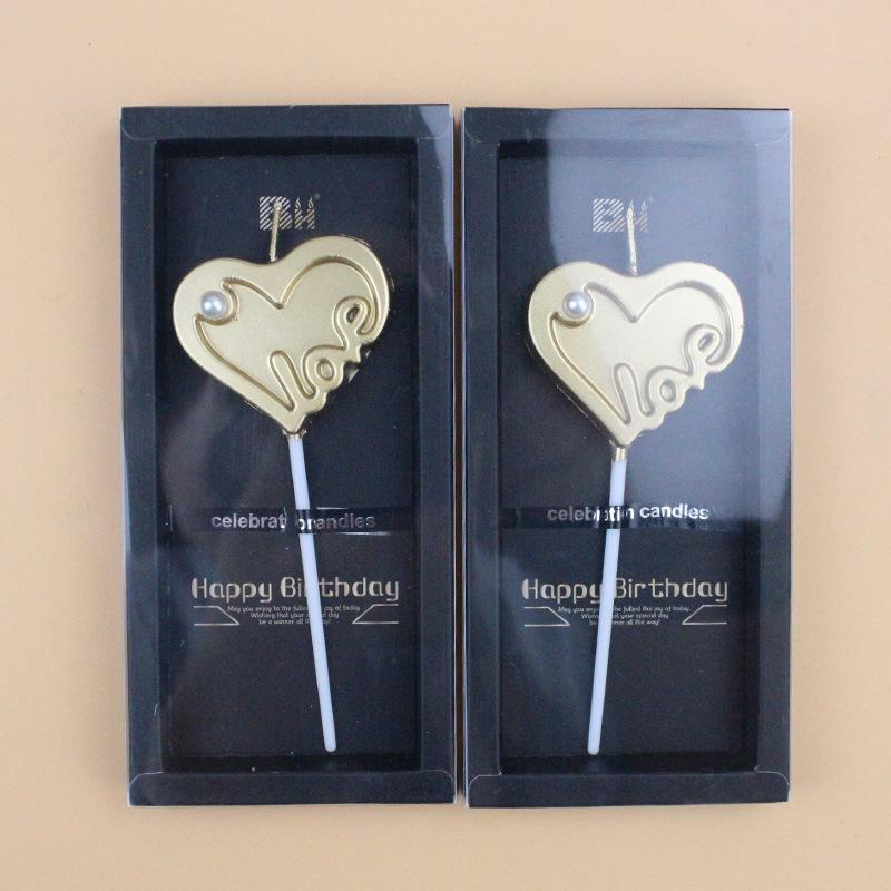 Valentine's Day Atmosphere Love Candle Golden LOVE Birthday Cake Candle PVC Box Packaging Birthday Party Party