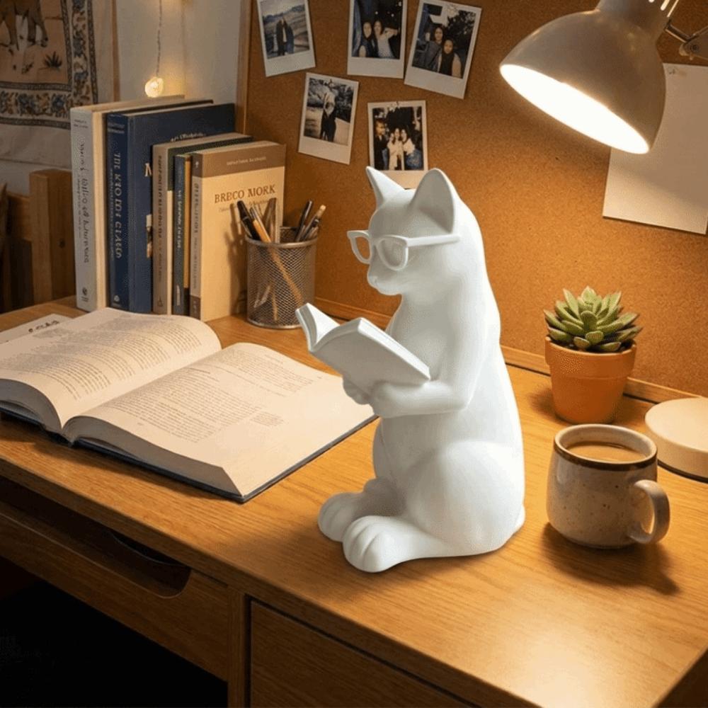 Artistic Cat Sculpture Plastic Glasses Cat Statue Cute Desktop Statue Desktop Decor