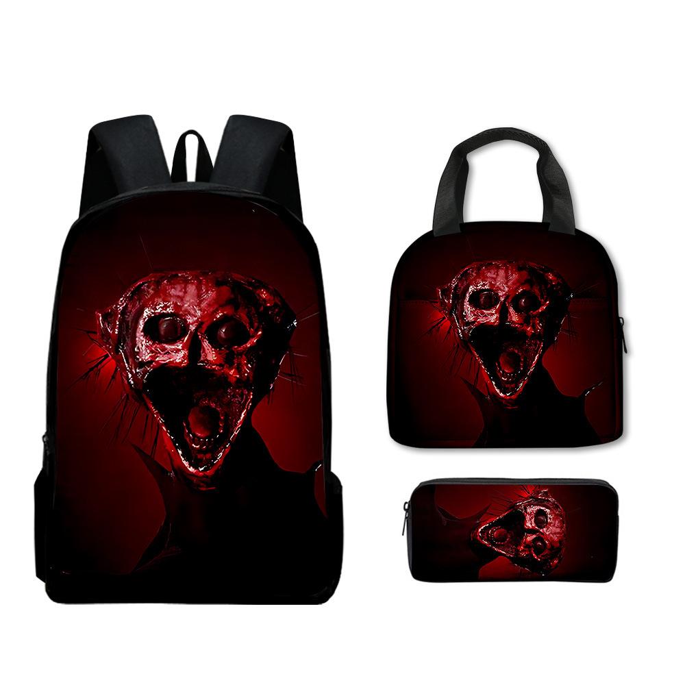 Trendy Popular Funny Novelty The Boiled One 3D Print 3pcs/Set Student School Bags Laptop Daypack Backpack Lunch bag Pencil Case