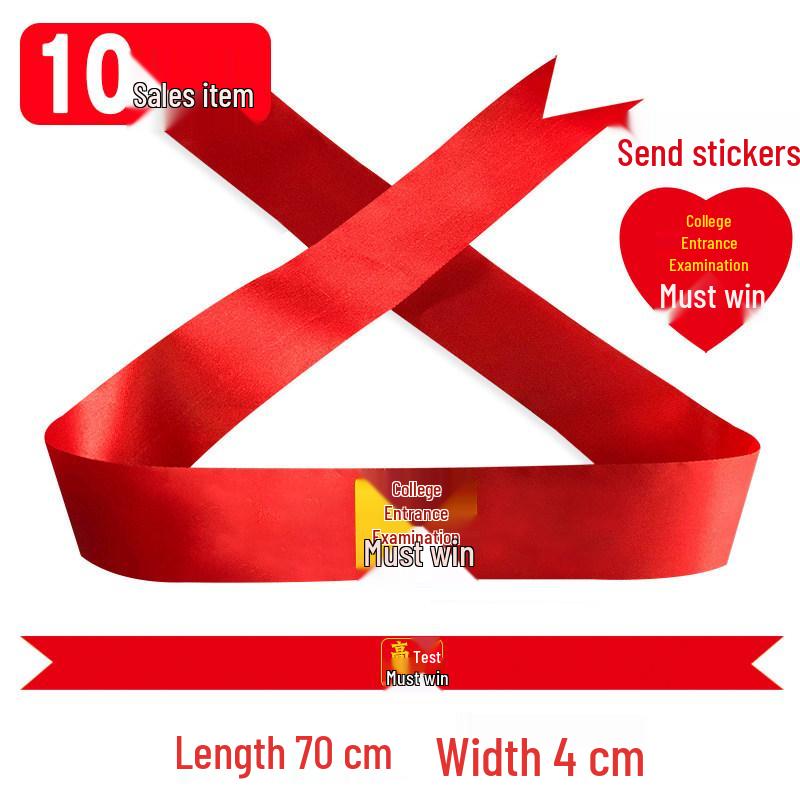 Custom 'Go for it' Headband & Wristband Set: Perfect for School Entrance Exams and Sports Meets - Red Ribbon Design