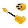 RV Generator Adapter with Grip Handle 30 Amp 4 Prong Locking Male Plug To 50 Amp Female Connector Fo