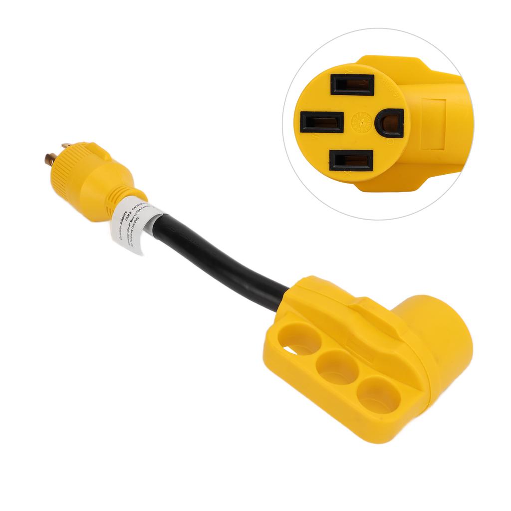 RV Generator Adapter with Grip Handle 30 Amp 4 Prong Locking Male Plug To 50 Amp Female Connector Fo