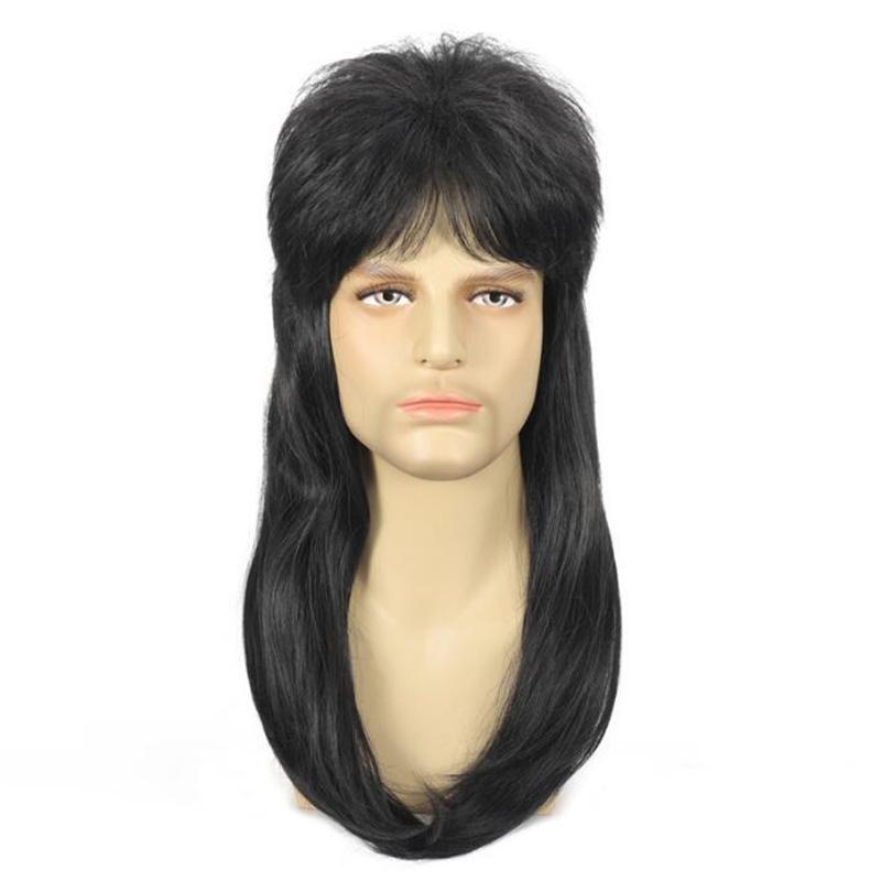 70s 80s Rockstar Cosplay Wig Rocker Black Brown Blonde Hair Punk Fluffy Curvy Halloween Party Mullet Wigs Rock Accessories