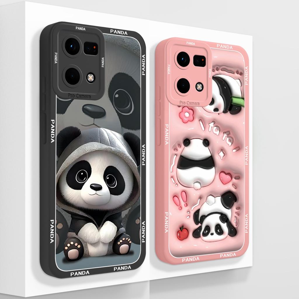 Cute Panda Case For Oppo Reno 7 Pro 7Z 7Lite Phone Cover Soft Liquid Silicone Anti Drop Back Covers For Oppo Reno7 4G 5G Housing