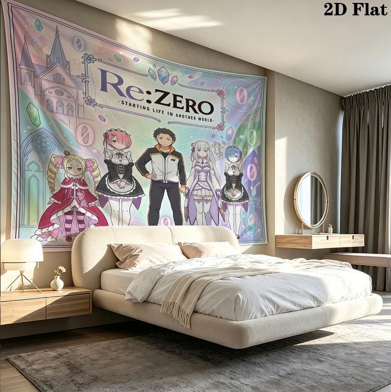 Re Zero Gobelin Ścienny Estetyczny Ozdoba Ścienna Drukowany Materiał Koc Dekoracyjne Gobeliny Do Sypialni Salonu Wystrój Domu