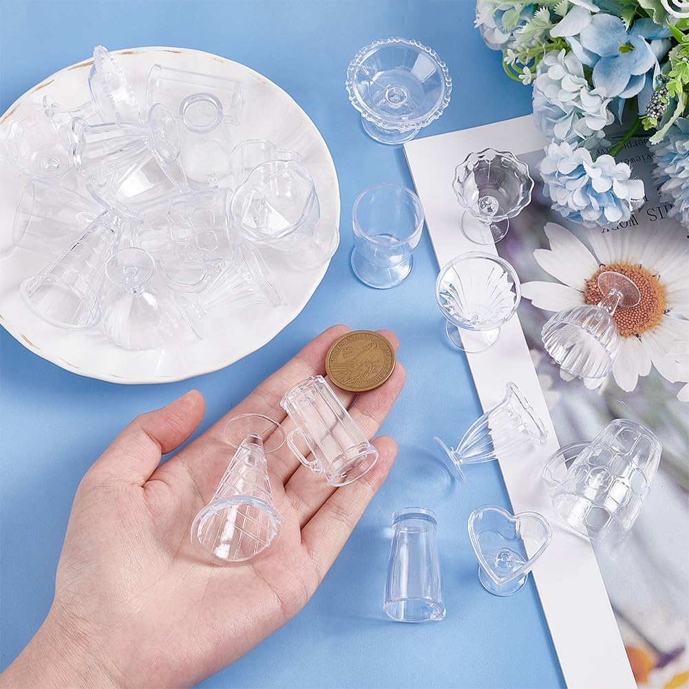 OLYCRAFT 24 Miniature Cups in 12 Miniature Plastic Miniature Dessert Miniature Drinking Glass Mini House Mini Dollhouse Accessories Varieties, Cups,