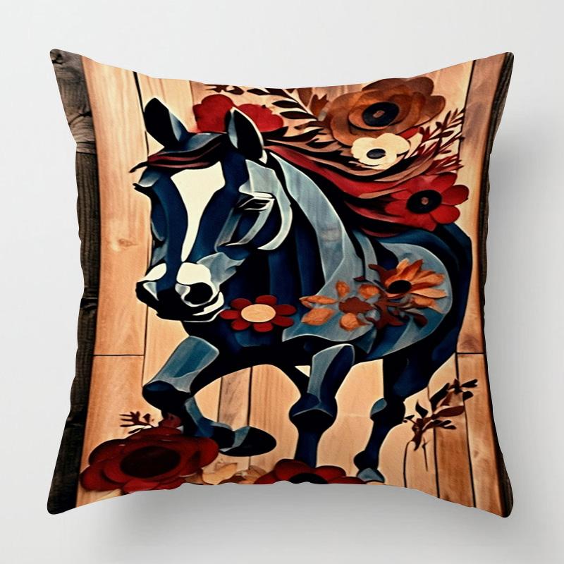 Geometric Animal Pattern Pillow Cover 18x 18 Inch Printed Cushion Cover Machine Washable Home Sofa Decoration 45x45cm