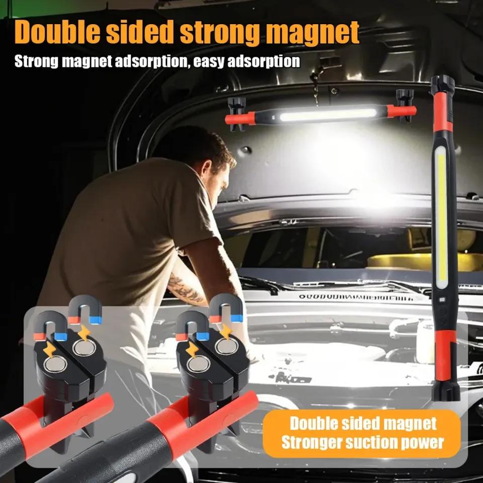 High Lumen Rechargeable LED Work Light Ideal for Car Emergency Repair Powerful Magnetic Flashlight with Hooks and Magnetic Base