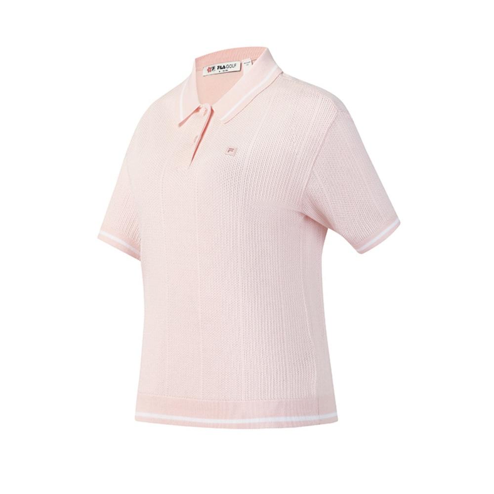 

FILA Golf Series Fashion Simple Casual Versatile Comfortable Pink Woven Polo Short Sleeve Knit Top Women tops A11W625416FPK S