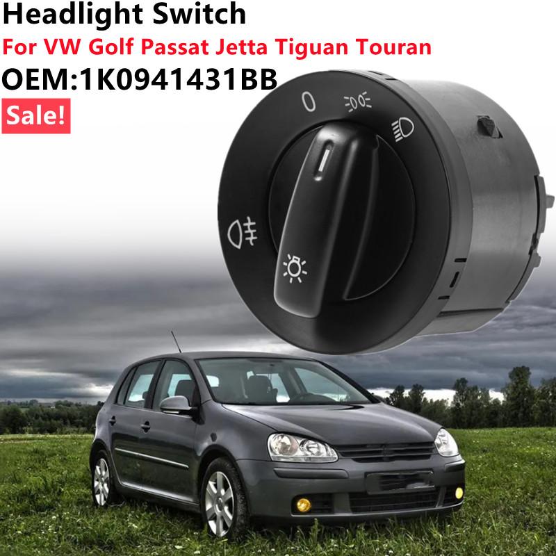 Headlight Control Switch Fog Light Knob For Volkswagen VW Golf MK5 MK6 Passat B6 Jetta 5 6 Tiguan Touran Caddy Eos 1K0941431BB Pushbutton Switches 3