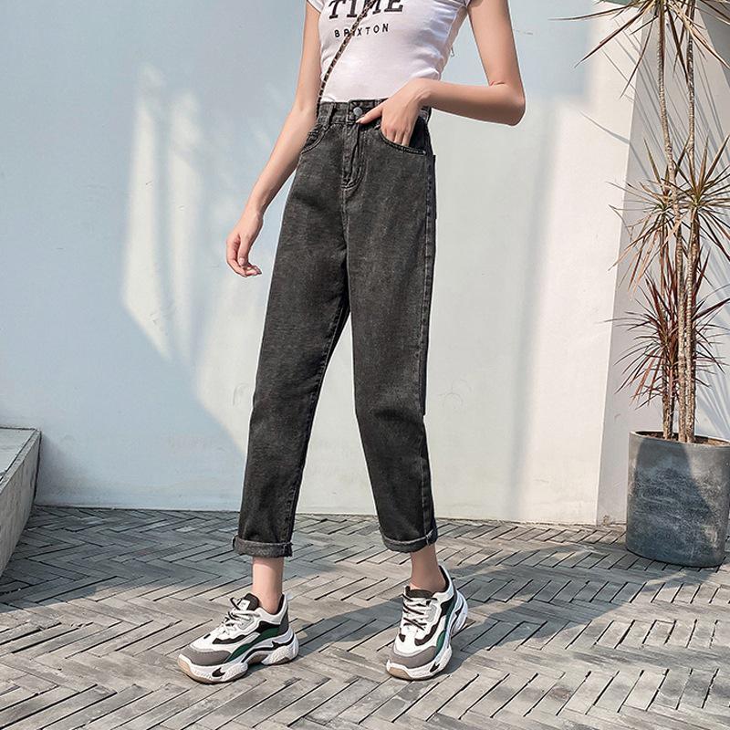 2021 Korean-Style High-Waisted Cropped Straight-Leg Jeans: Slimming, Versatile, Loose, Casual Wide-Leg Pants for Women