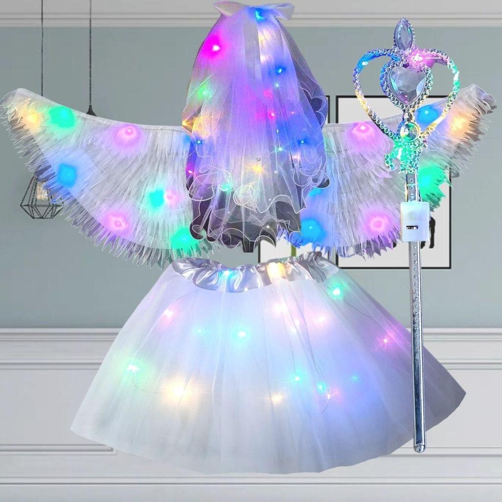 Little Girl's Angel Feather Wings Set – Christmas and New Year Costume Décor