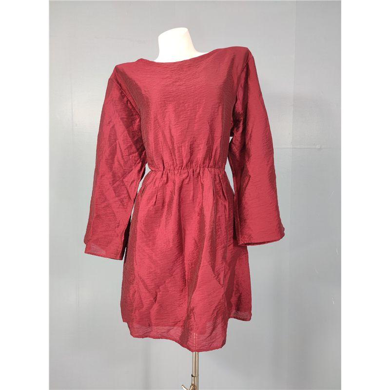 

Внешняя торговля Высококачественный Лиоцелл Летнее Новое Модное Дизайнерское Платье с Рукавами-Колокольчиками Повседневное на Шнурке с Открытой Талией Wine Red X L(42)