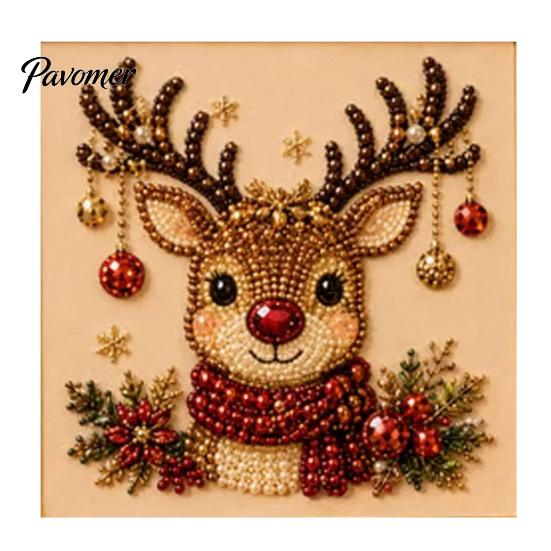 Relaxing Hobby for Adults Xmas Faux Pearl Painting Kit, Christmas 3D Art DIY Winter Scene Set Holiday Craft Project Adults, Festive Home Wall Decor