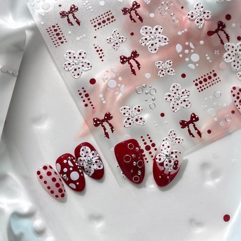 Fiore,Pois,Papillon Adesivo per Unghie Autoadesivo Decorazioni Decalcomanie Fai da Te Manicure Scrapbooking Diario Adesivo