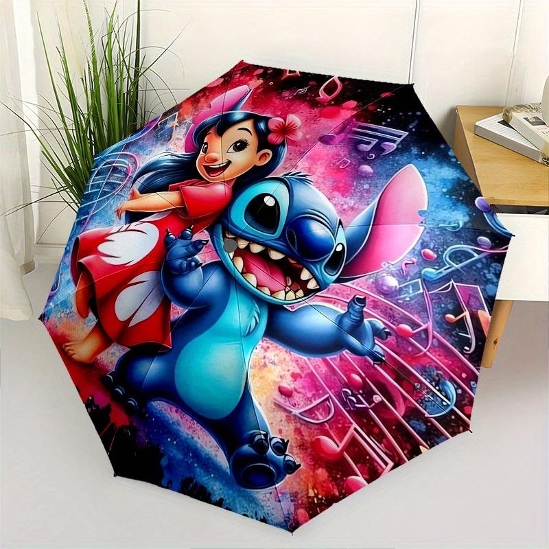 

Lilo Stitch Fully automatic themed umbrella - 8 ribs durable iron frame, tri-fold compact design, perfect as a gift, travel umbrella, unisex