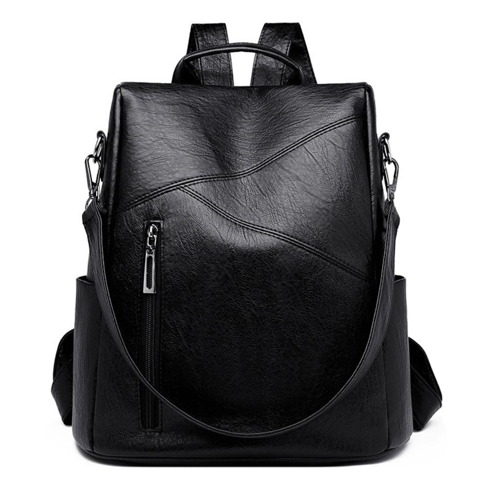 

New PU Leather Versatile Backpack Black Brown Polyester Computer Bag Large Capacity Waterproof School Bag Men Women чёрный