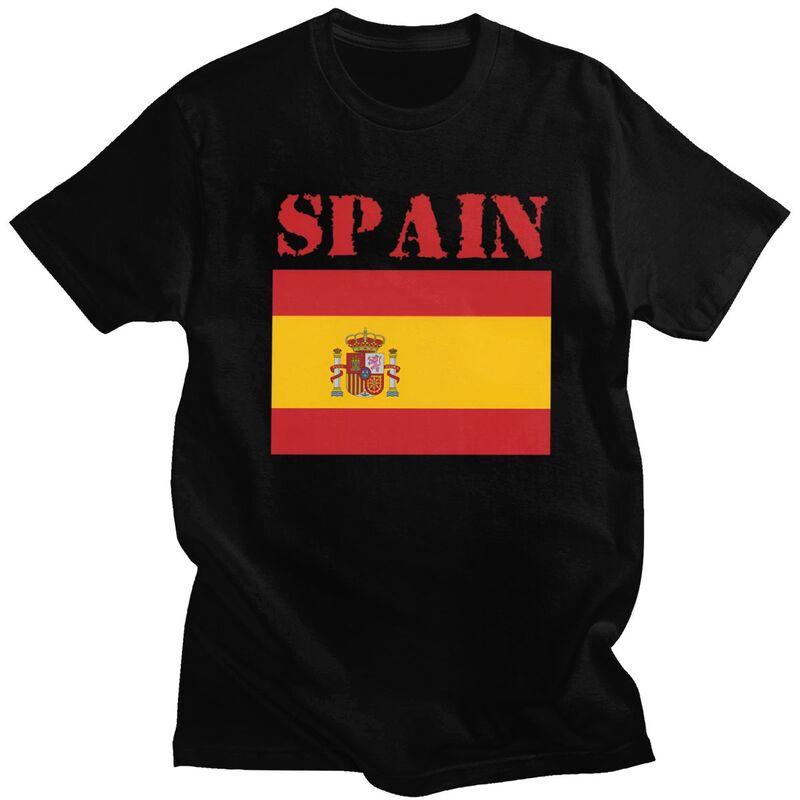 Custom Cool Spain Flag T Shirt Men Short Sleeves Pure Cotton Tshirt Leisure Tee Tops Streetwear Tshirt