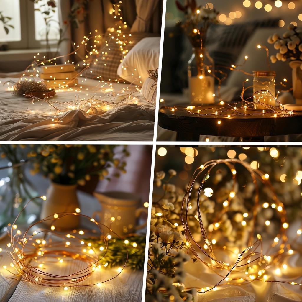 USB LED Fairy String Lights with Remote Control, Waterproof Copper Wire Garland Light 8 Modes for Christmas Wedding Party Home Decor