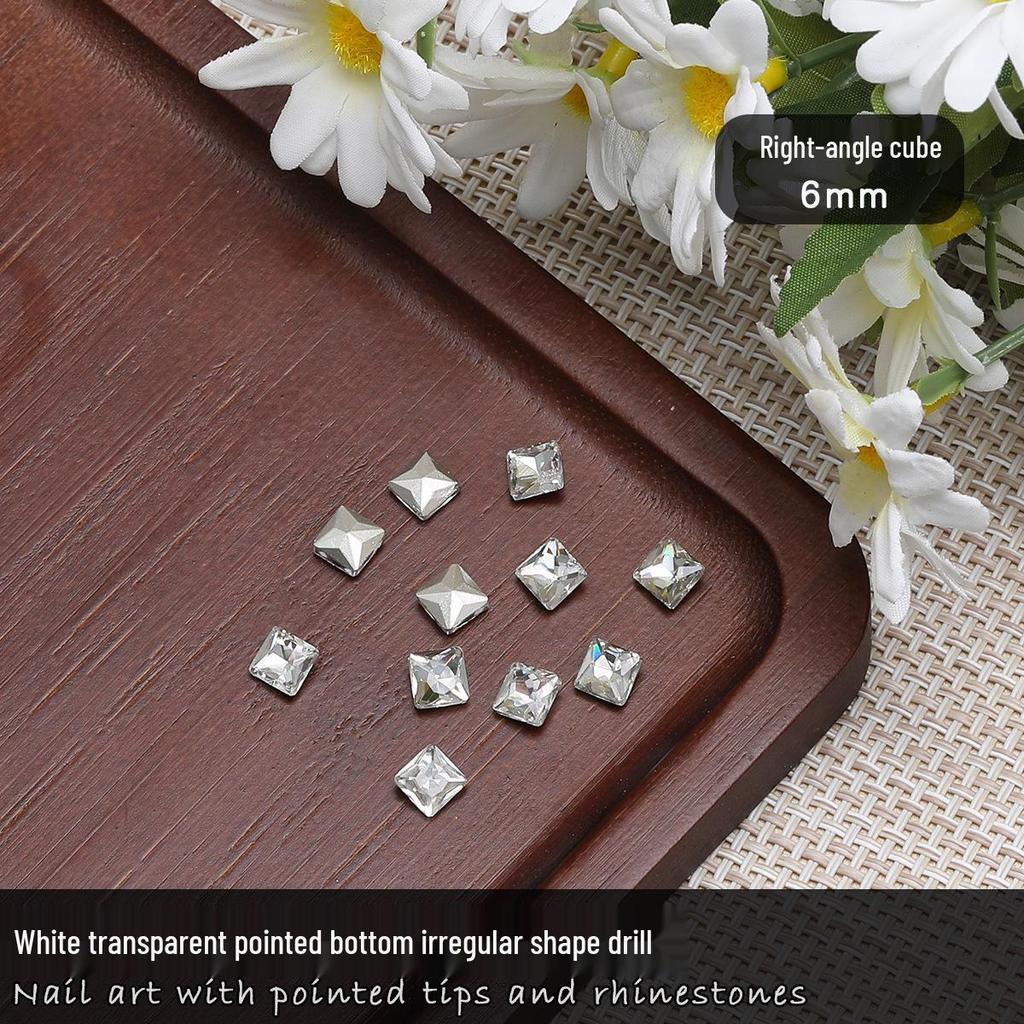 Nail Art Rhinestones: Transparent Pointed Hearts, Axe Heads, Square Rock Candy - Super Shiny Press-on Decorations