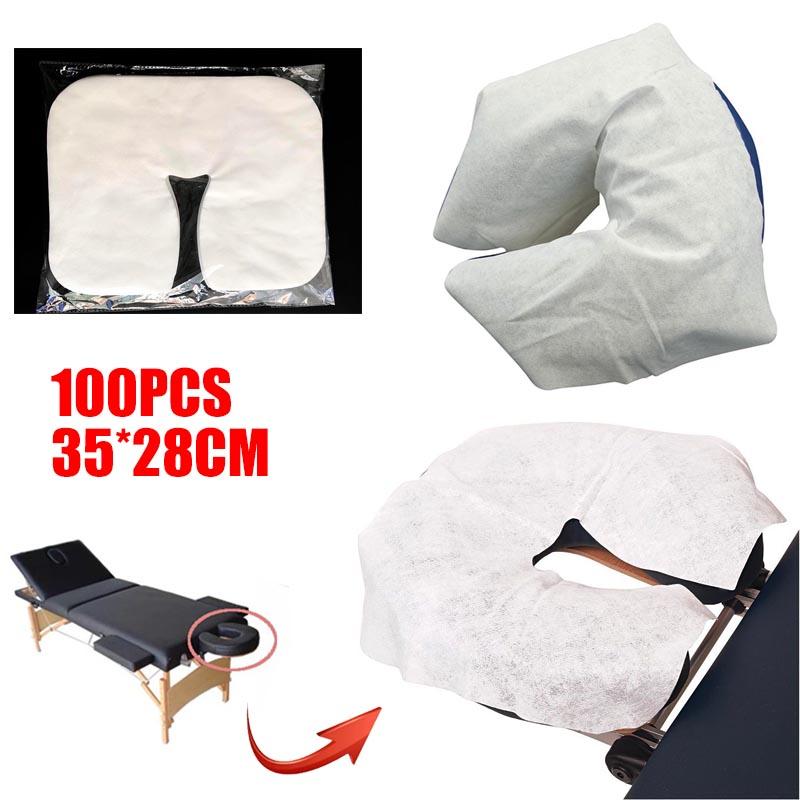 Disposable Non-Woven U Type Headrest Pillow Spa Salon Bed Table Paper Beauty Massage Face Cradle Head Rest Covers