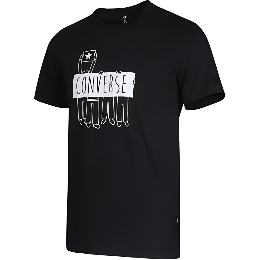 Converse T Shirts Men's Black Crew Neck Moderate 10007861-A01