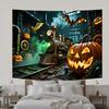 Halloween Party Banner-Techno Style-Train,Jack-o'-lantern,Bat Design for Photo Booth,Party,Halloween Decor,Festive Event