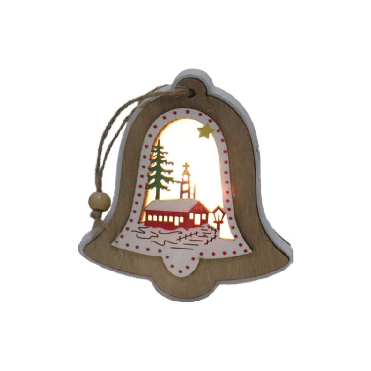 Christmas Light Luminous Ornament Wooden Christmas Tree Hanging Pendant Decor