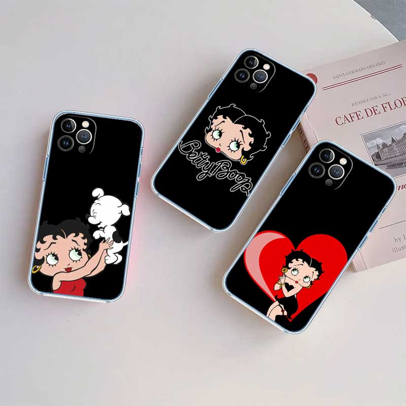 RE11 B-Bettys Pattern B-Boops Transparent Phone Case for Samsung Galaxy A04 A04S A14 A23 A34 A54 M23 M33 M52 M53