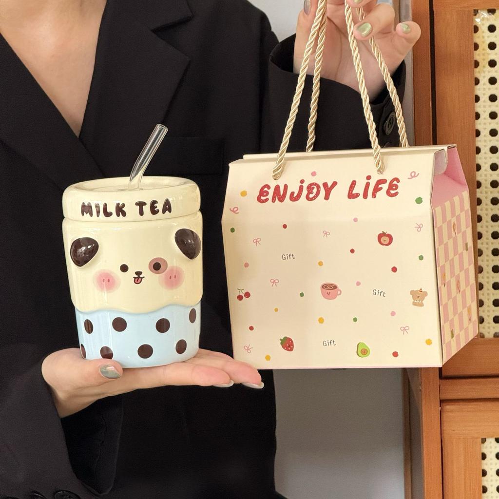 A Beautiful Girl's Birthday Gift Cartoon Milk Tea Cup for Boyfriend and Girlfriend Couple Children's Gift Souvenir
