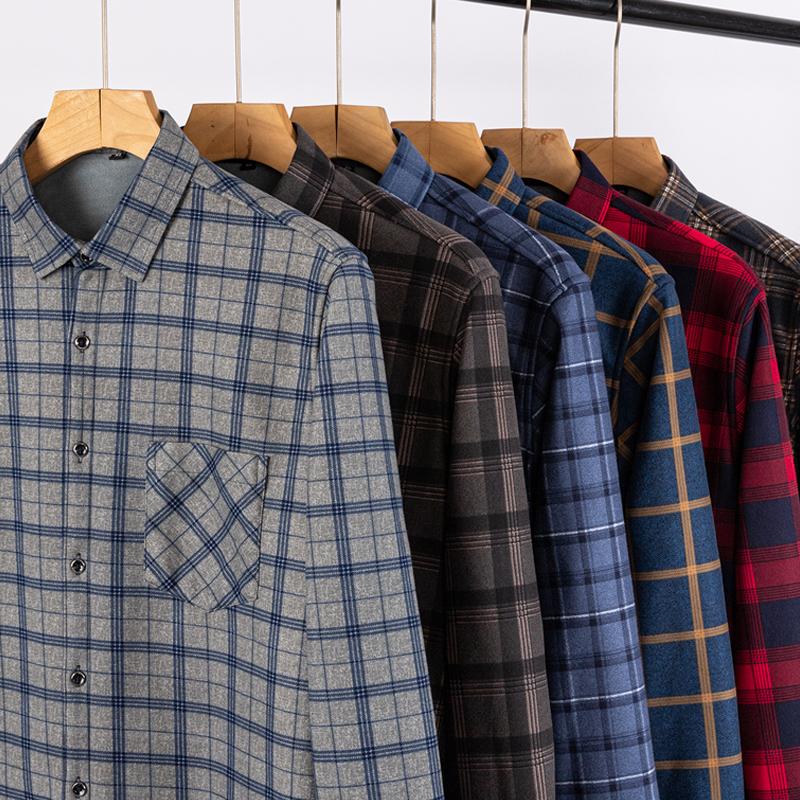 Herbst Winter Dicke Fleecehemden Für Herren Business Karomusterhemd Langarm Warme Kleidung Männlich Einzelne Tasche Klassisches Karomusterhemd