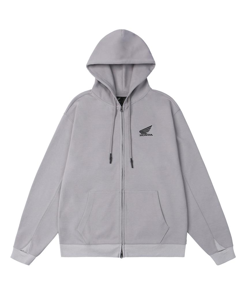 Phyps Motorcycle H-Tech Grid Mix Hoodie Zip-Up Light Gray