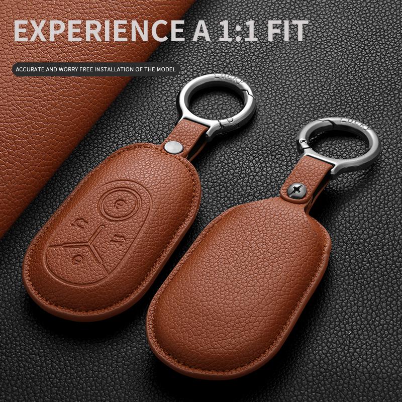 Car Leather Key Case Cover Holder For Geely GEOME Galaxy Light Star Wishes 2025 Exploration Youth Version Keychain Accessories