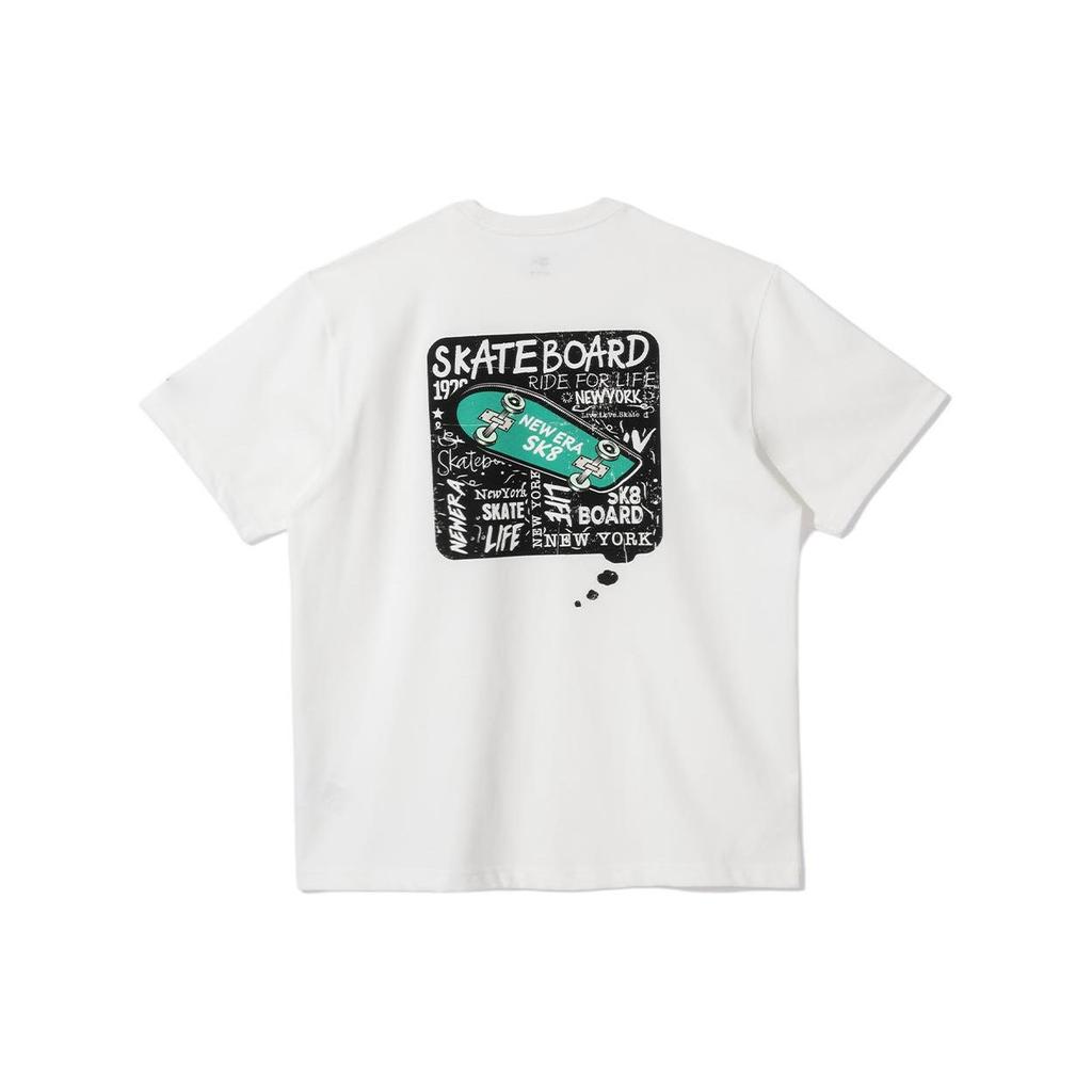 New Era SS24 Vintage Skateboard Print Crew Neck Short Sleeve T-Shirt Unisex Tops White 14179017