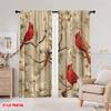2pcs,2D Plane Printing Popular Curtain Panels Cardinal Symphony Versatile Polyester Fabric (without Rod) All Seasons for