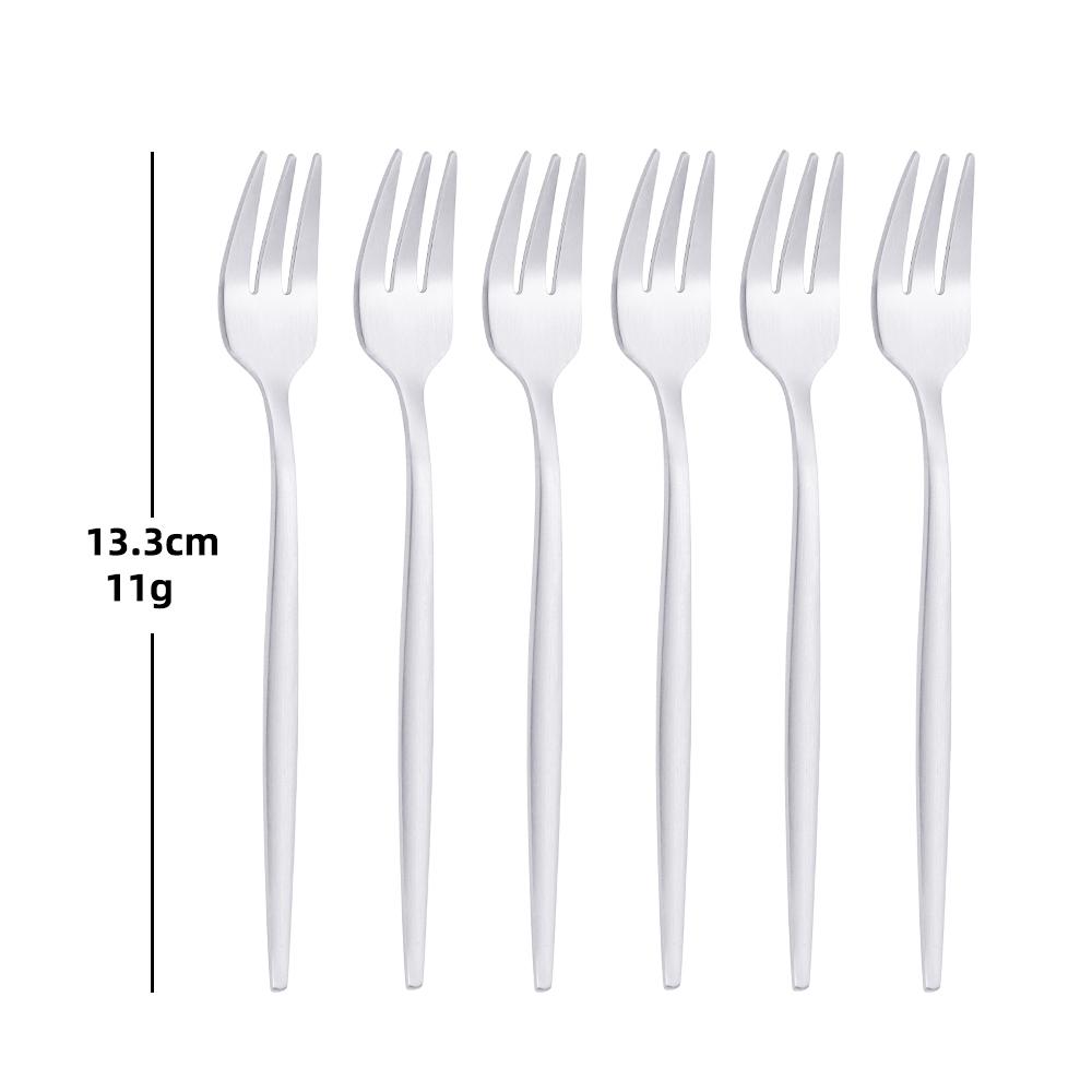 

6 шт. Серебряные чайные вилки из нержавеющей стали, вилка для фруктов, торта, закуски, салата, кофейная вилка, зеркальный золотой набор столовых приборов, матовая кухонная утварь