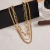 Uworld Classic 18K Gold Plated Layered Necklaces For Women Stackable Gold Plated Circle Paperclip Chain Pendant Choker Necklace