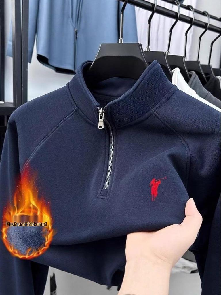 Herren Freizeit-Baumwoll-Hoodie mit halbem Reißverschluss und Stehkragen, Hochwertiges Gefühl, Herbst-/Winterkollektion