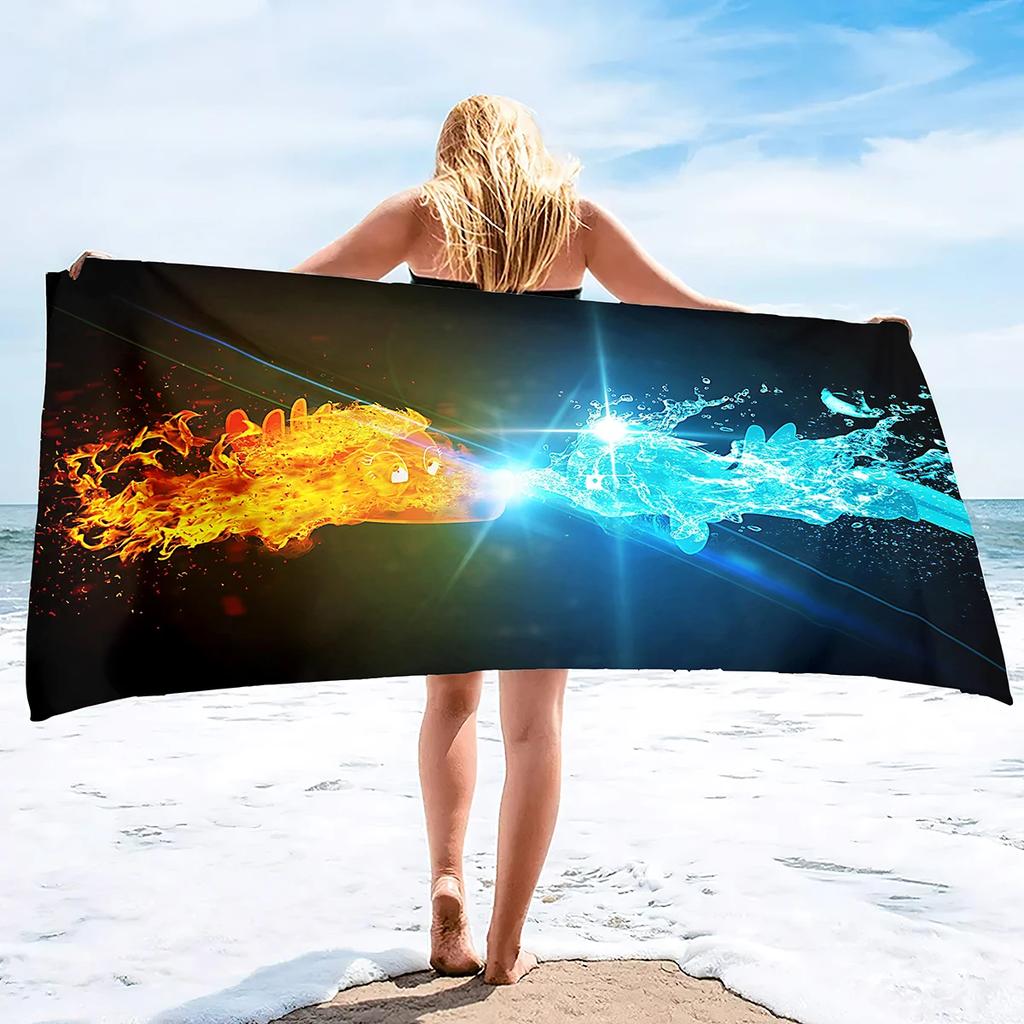 Ice and Fire Microfiber Beach Towels Oversized Quick Dry Bath Towel Oversized Terry Beach Towel Soft Extra Large Pool Swim Towel