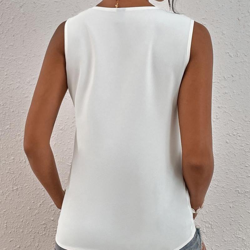 EastRogue Women's Fashion Casual Summer Solid Color Print Sleeveless V-Neck Blouses & Shirts
