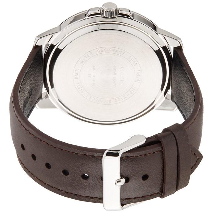Casio MTP-X300L-7EV Men's Enticer Leather Multifunction Silver Dial Watch