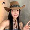 Amerikanischer Retro-Western-Cowboyhut für Damen, Sonnenhut mit großem Rand, stilvoller Ritterhut, Wander- und Bergsteigerhut