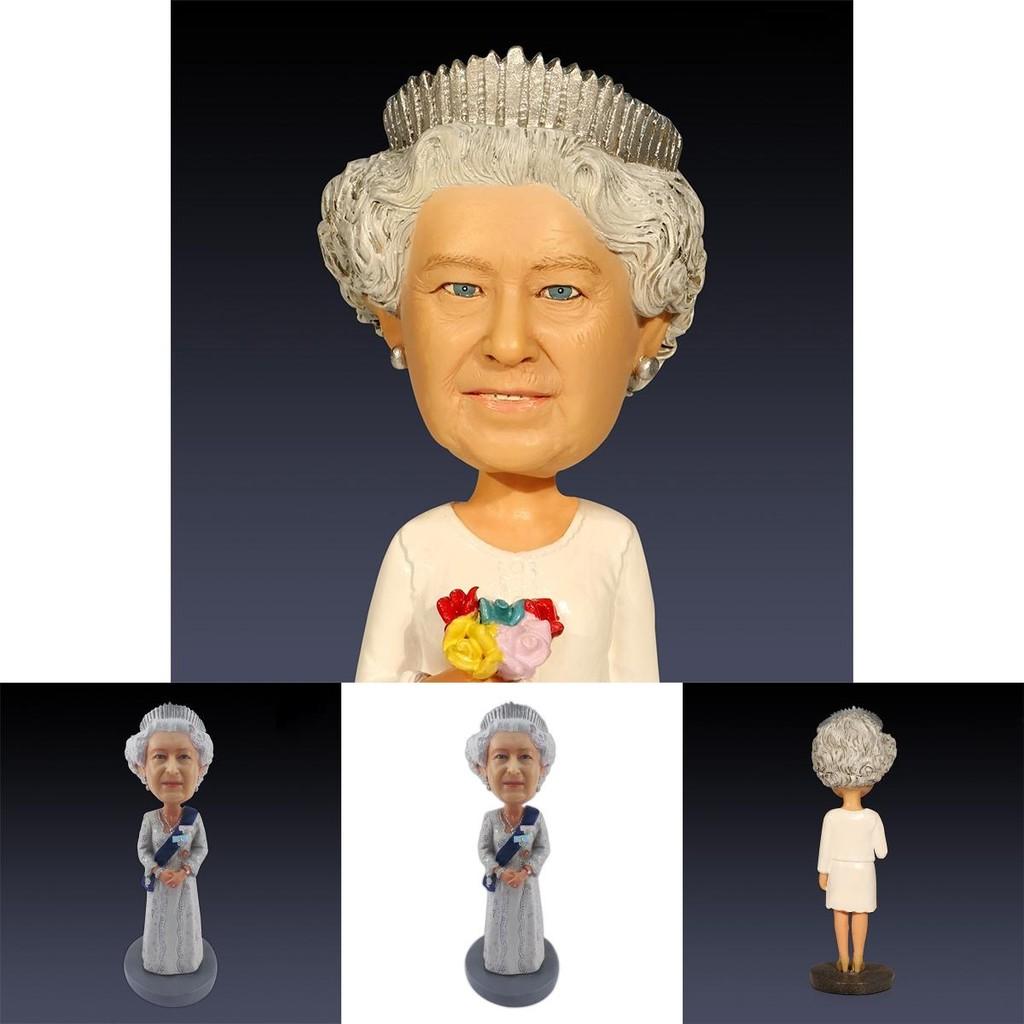 La Reine 70e Jubilé de Platine Statue Tête Bobble Matériau Résine Lourde Peinture Faite à la Main Décoration Maison Bureau