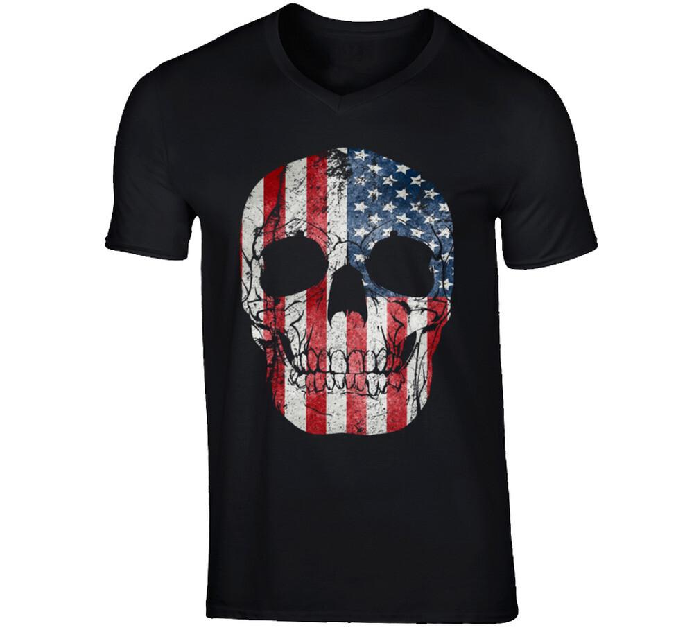 Vintage American Flag Skull T Shirt S разноцветный