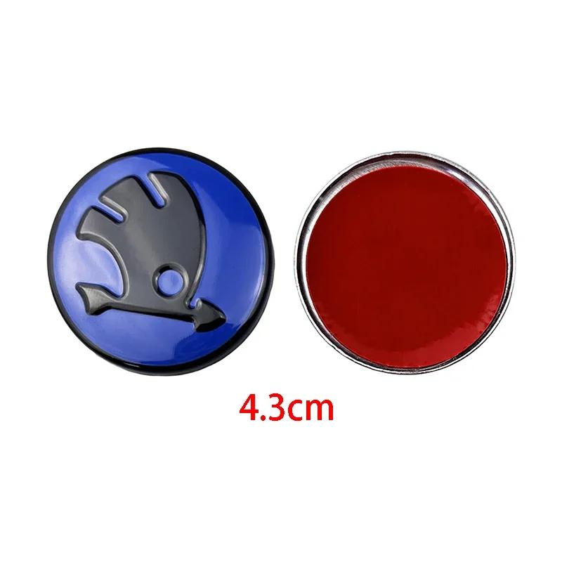 XOWS7 Aluminum Alloy 43mm Car Steering Wheel Emblem for Skoda Fabia Karoq Kodiaq Yeti Rapid Spaceback Octavia A5 RS Superb Stickers