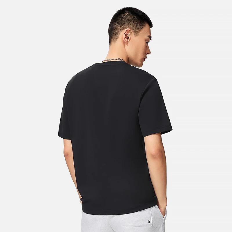 Li-Ning Wade Series Solid Color Letter Print Crew Neck T-Shirt Men Tops Black AHSS809-1