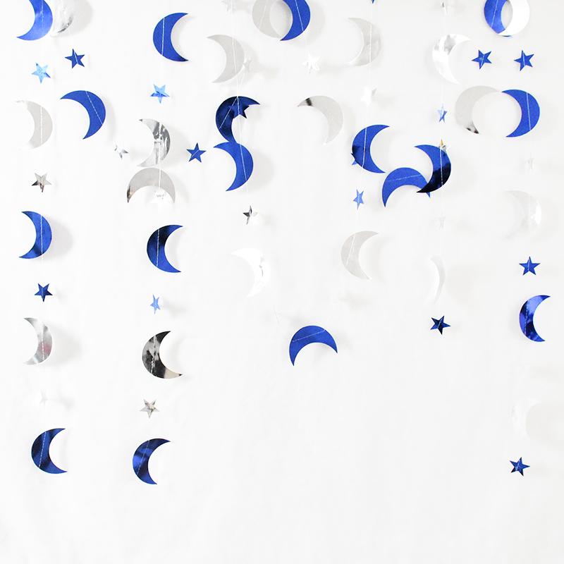 13Ft Iridescent Ramadan EID Mubarak Banner Decorations Hanging Star Moon Lamp Garlands Ramadan Mubarak Home Decor Birthday Party