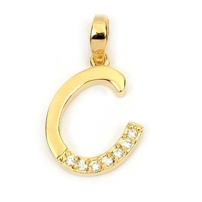[M8953] - Gold Plated Pendant 'Letter C' Golden White - 21x10 Mm